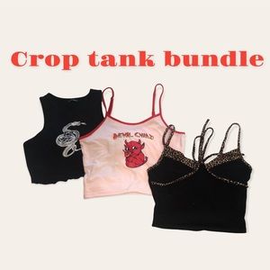 Bundle of 3 crop tank tops Y2K inspired graphics